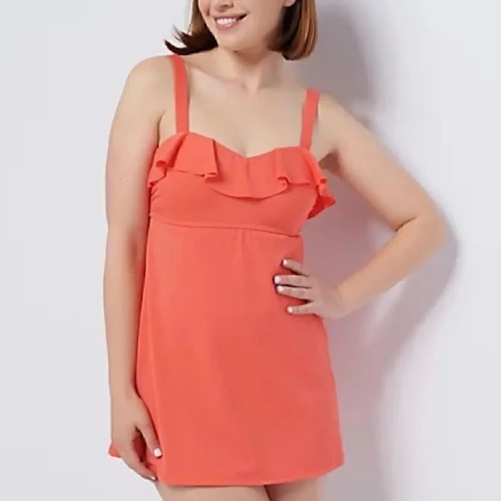 Denim & Co. Beach Ruffle Neckline Swim Dress